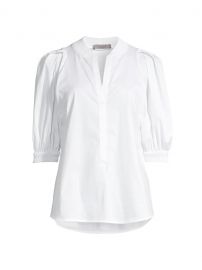 Stretch Poplin Puff-Sleeve Blouse D. Exterior at Saks Fifth Avenue