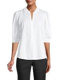 Stretch Poplin Puff-Sleeve Blouse D. Exterior at Saks Fifth Avenue