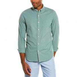 Stretch Secret Wash Shirt in Patterned Green at J. Crew