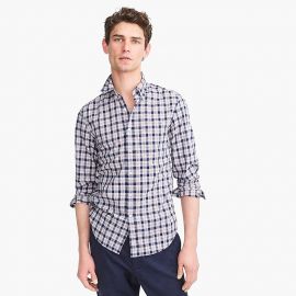 Stretch Secret Wash shirt in organic cotton heathered plaid at J. Crew