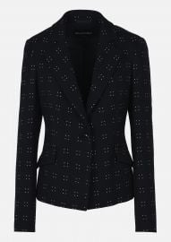 Stretch Silk And Wool Jacket With Pin Dot Embroidery at Emporio Armani