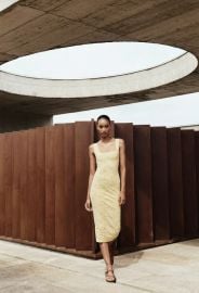 Stretch Square Neck Dress in Yellow at Zara
