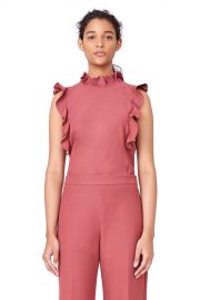 Stretch Suiting Ruffle Top by Rebecca Taylor at Orchard Mile