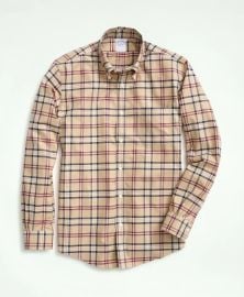 Stretch Supima Cotton Non-Iron Twill Polo Button Down Collar Tartan Shirt at Brooks Brothers