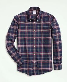 Stretch Supima Cotton Non-Iron Twill Polo Button Down Collar Tartan Shirt at Brooks Brothers