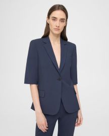 Stretch Wool Short-Sleeve Blazer at Theory