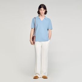 Stretch knit polo shirt in Ecru for Men Paris at Sandro