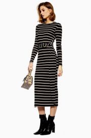 Stripe Belted Midi Dress at Topshop