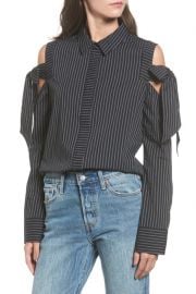 Stripe Bow Cold Shoulder Top at Nordstrom Rack