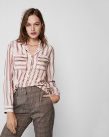 Stripe Button Front City Shirt at Express