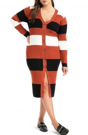 Stripe Cardigan Long Sleeve Sweater Dress at Nordstrom