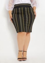 Stripe Crepe Pull-On Skirt by Ashley Stewart at Ashley Stewart