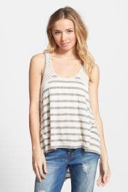 Stripe Crochet Inset Tank Juniors at Nordstrom Rack