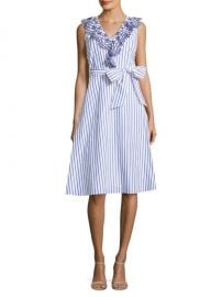 Stripe Eyelet Ruffle Cotton Dress by Draper James at Saks Off 5th