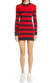 Stripe Open Back Long Sleeve Merino Wool Blend Sweater Minidress at Nordstrom