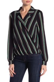 Stripe Print Surplice Blouse at Nordstrom Rack