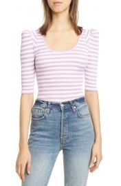 Stripe Puff Sleeve Knit Top at Nordstrom