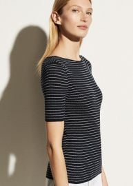 Stripe Ribbed Short Sleeve for Women at Vince