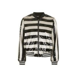 Stripe Sequin Bomber Jacket at Topshop