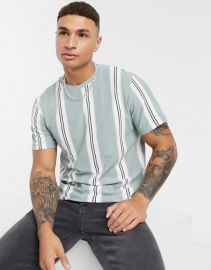 Stripe T-shirt in Sage by Topman at Asos