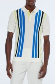 Stripe Textured Cotton Knit Polo at Nordstrom