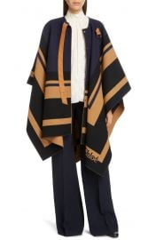 Stripe Trim Wool Cape at Nordstrom