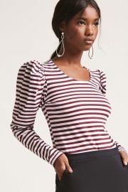 Stripe puff sleeve top at Forever 21