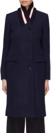 Stripe ribbed collar coat at Lane Crawford