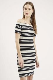 Striped Bardot Bodycon Dress at Topshop