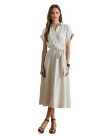 Striped Belted Twill Dress at Bloomingdales