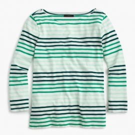 Striped Boatneck T-Shirt Marine Jade Mint at J. Crew