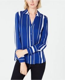 Striped Button-Front Shirt by INC International Concepts at Macys