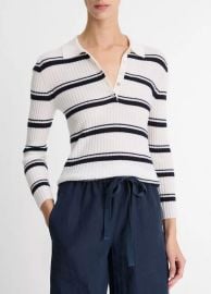 Striped Cashmere-Blend Polo Sweater in Products Women at Vince