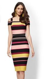 Striped Cold-Shoulder Sheath Dress at NY&C