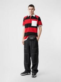 Striped Cotton Pique Oversized Polo Shirt at Burberry