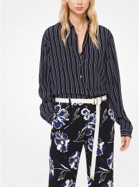 Striped Crepe De Chine Shirt at Michael Kors