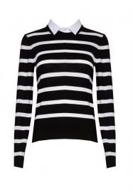 Striped Crewneck with Collared Shirt at Alice & Olivia