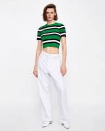 Striped Crop Sweater at Zara