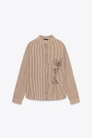 Striped Embroidered Beaded Shirt at Zara