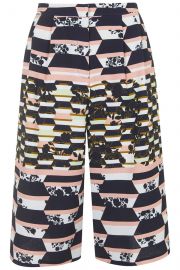 Striped Floral Print Culottes at Topshop