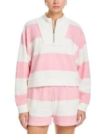 Striped French Terry Half Zip Sweatshirt at Bloomingdales