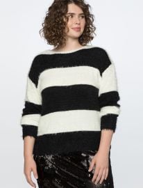 Striped Fuzzy Sweater at Eloquii