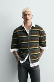 Striped Jacquard Cardigan at Zara