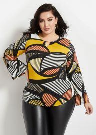 Striped Keyhole Top at Ashley Stewart