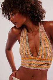 Striped Knit Tie Back Bra Top at Free People