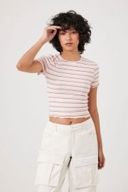 Striped Lettuce-Edge Tee at Forever 21