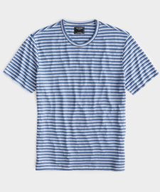 Striped Linen-Cotton Tee in Blueprint - Todd Snyder at Todd Snyder