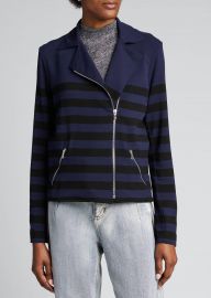 Striped Long-Sleeve Moto Blazer by Majestic Filatures at Bergdorf Goodman