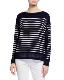 Striped Matte Crepe Bateau-Neck Sweater at Neiman Marcus