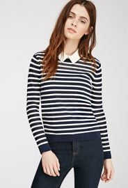 Striped Open Knit-Paneled Sweater  Forever 21 - 2000097590 at Forever 21